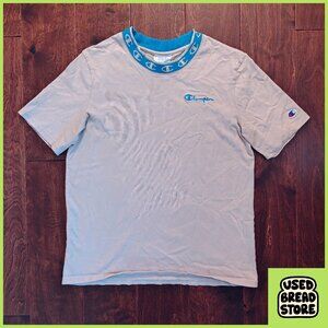 Vintage 90's Champion Logo T-Shirt Embroidered Medium Ringer Logo Streetwear